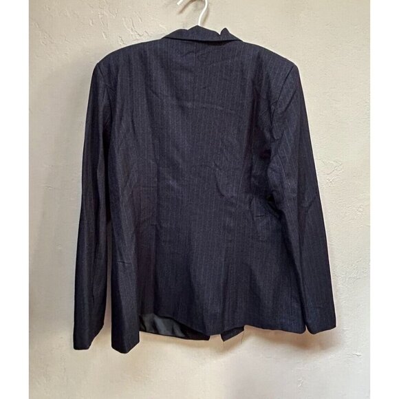 Ai Fei Si Lisueyne Pinstripe 2 Button Double Breasted Suit Jacket XL Black New - Picture 2 of 9